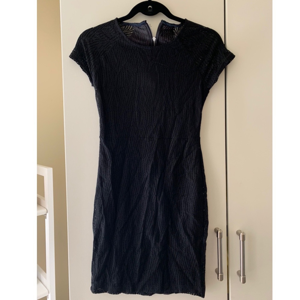 Lace form fitting black dress